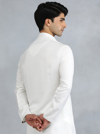 White Solid Kurta for Men