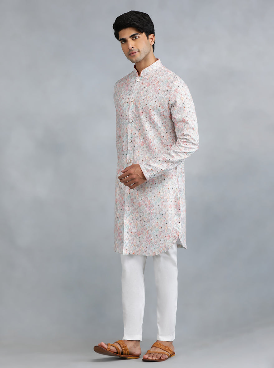 White Embroidered Kurta for Men