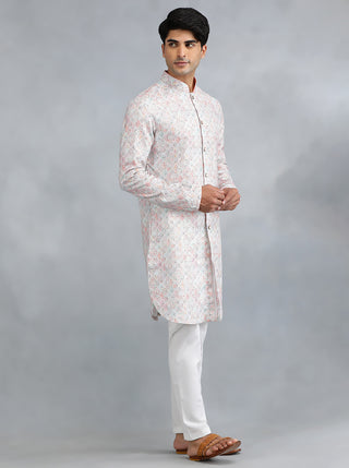 White Embroidered Kurta for Men