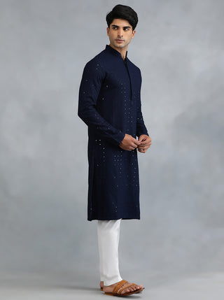 navy blue kurta for men