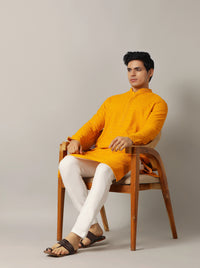 Yellow Embroidered Kurta For Men