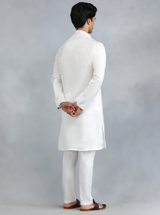 White Solid Kurta for Men