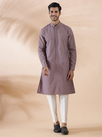 Onion Pink Embroidered Kurta For Men