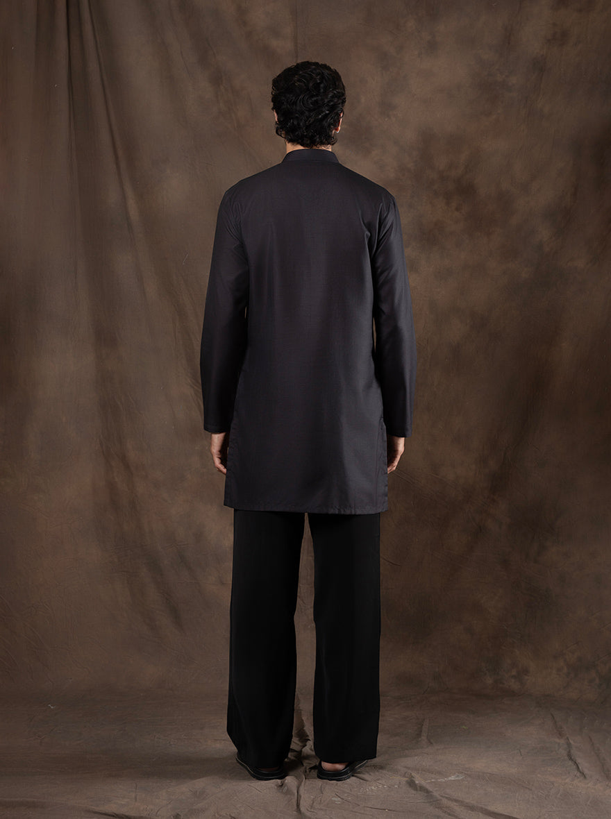 Black Printed Kurta For Men