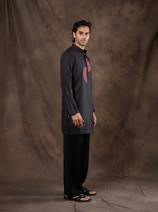 Black Printed Kurta For Men