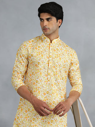 Full Sleeves Yellow Kurta For Men