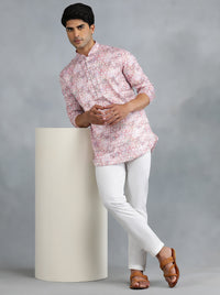 Dusty Pink Self Design Kurta for Men