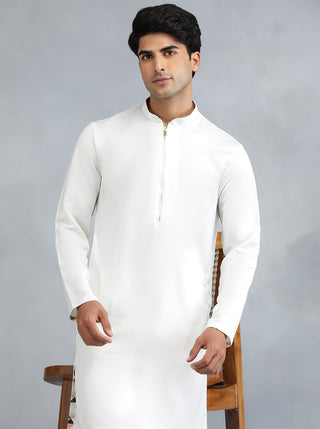 White Solid Kurta for Men