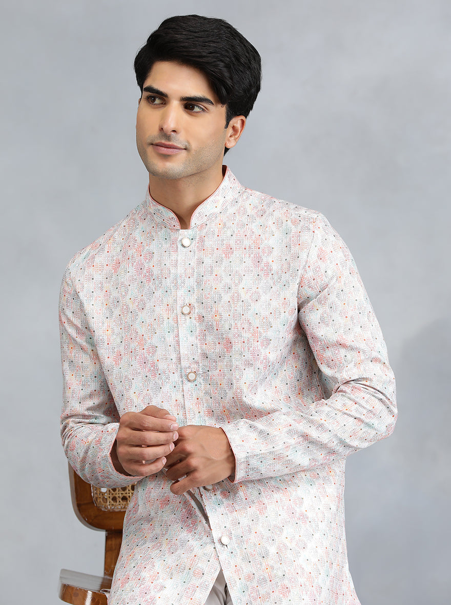 White Embroidered Kurta for Men