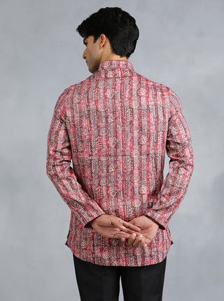 Wine Self Design Kurta for Men