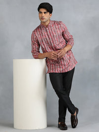 Wine Self Design Kurta for Men