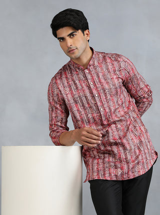 Wine Self Design Kurta for Men