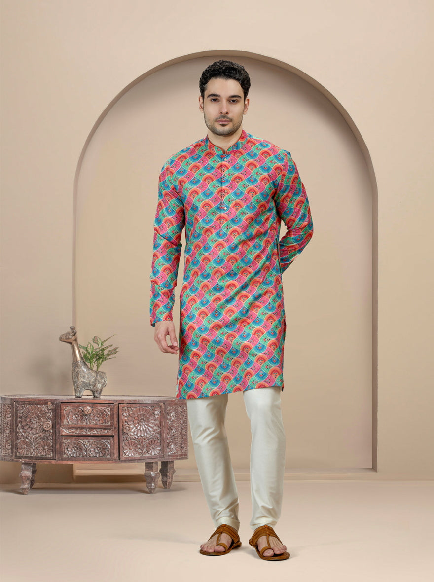 Multicolor Printed Kurta For Men