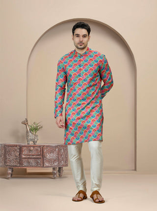 Multicolor Printed Kurta For Men
