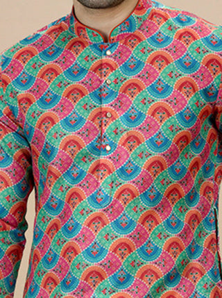 Multicolor Printed Kurta For Men