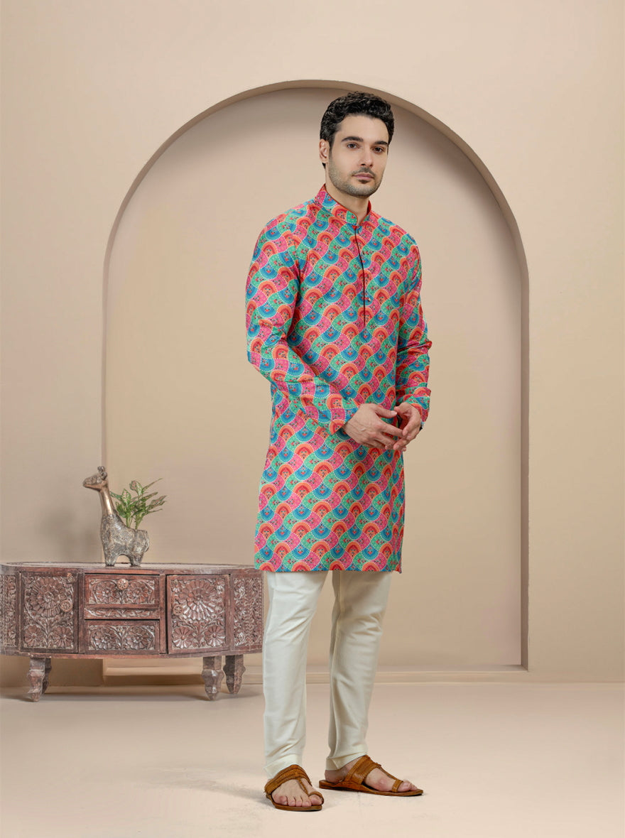 Multicolor Printed Kurta For Men