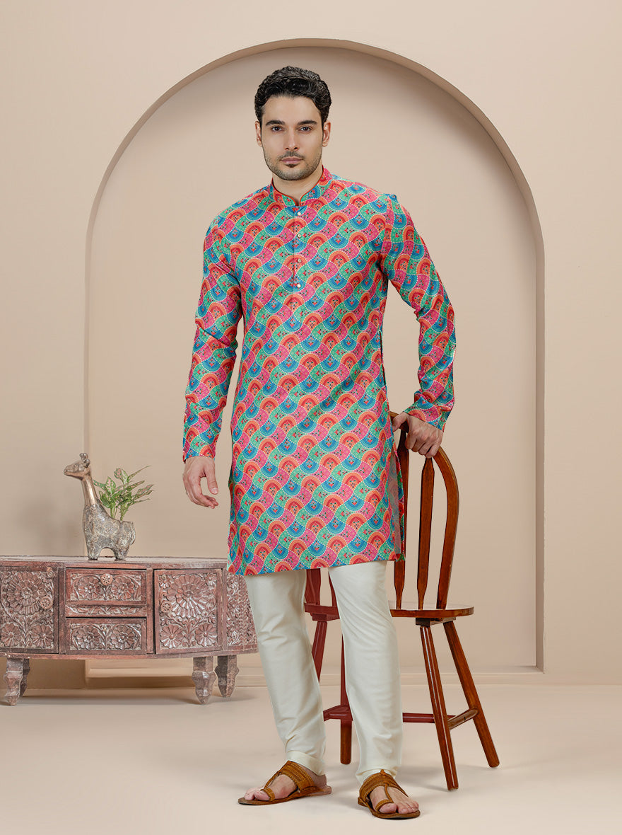 Multicolor Printed Kurta For Men