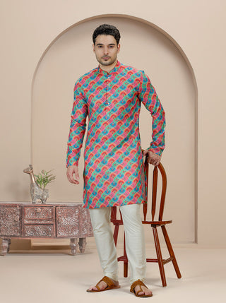 Multicolor Printed Kurta For Men