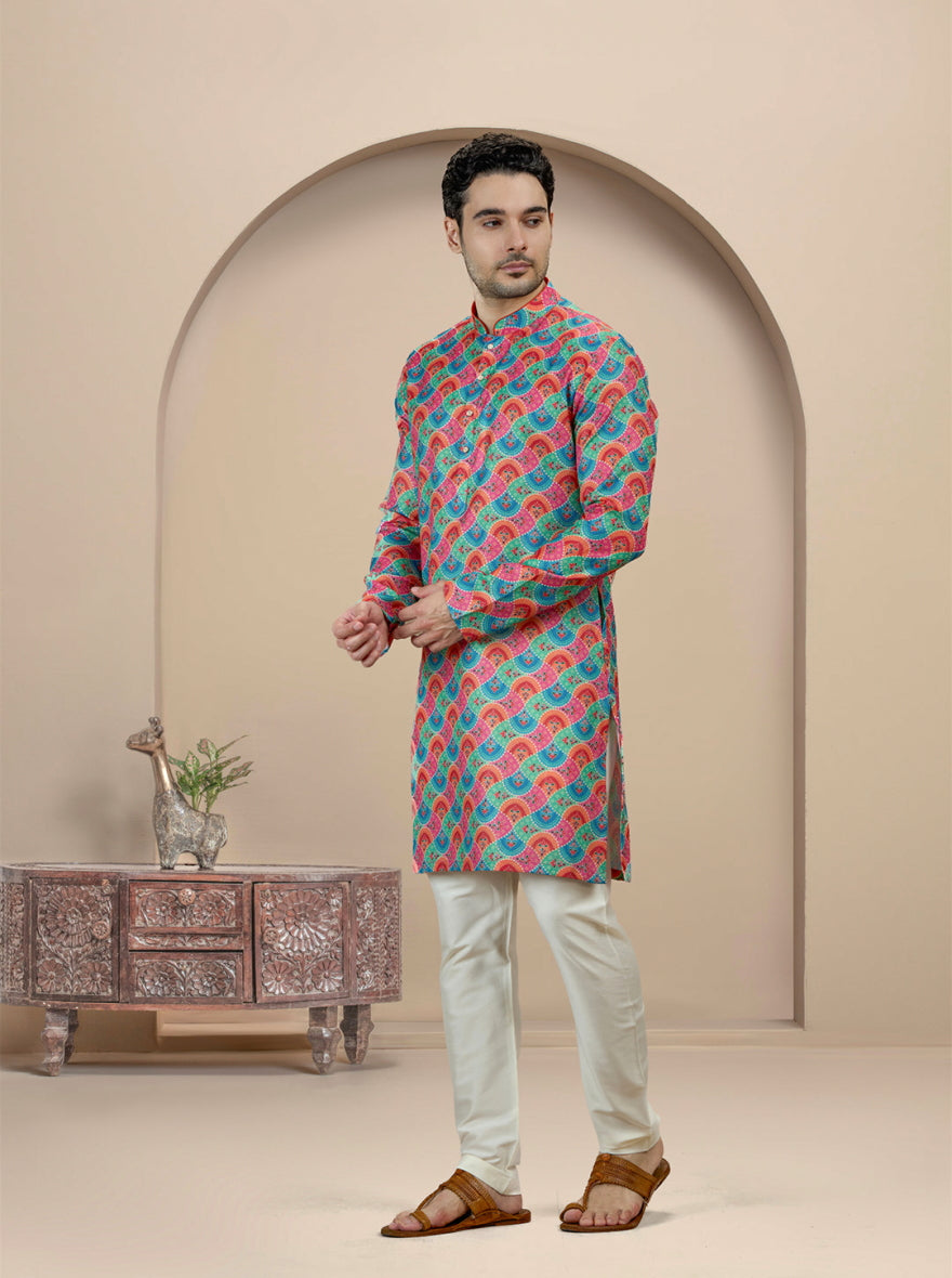 Multicolor Printed Kurta For Men