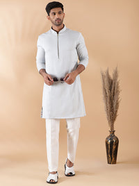 Slate Grey Solid Kurta For Men