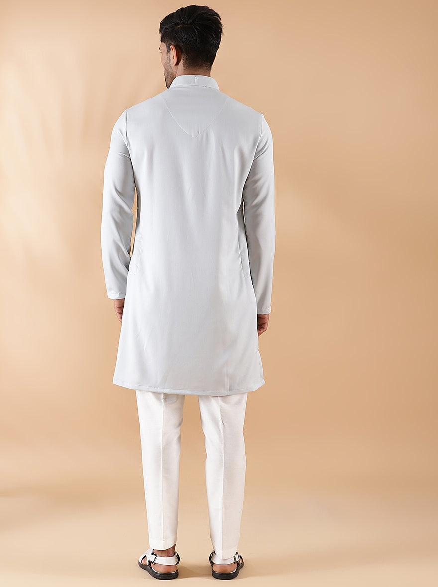 Slate Grey Solid Kurta For Men