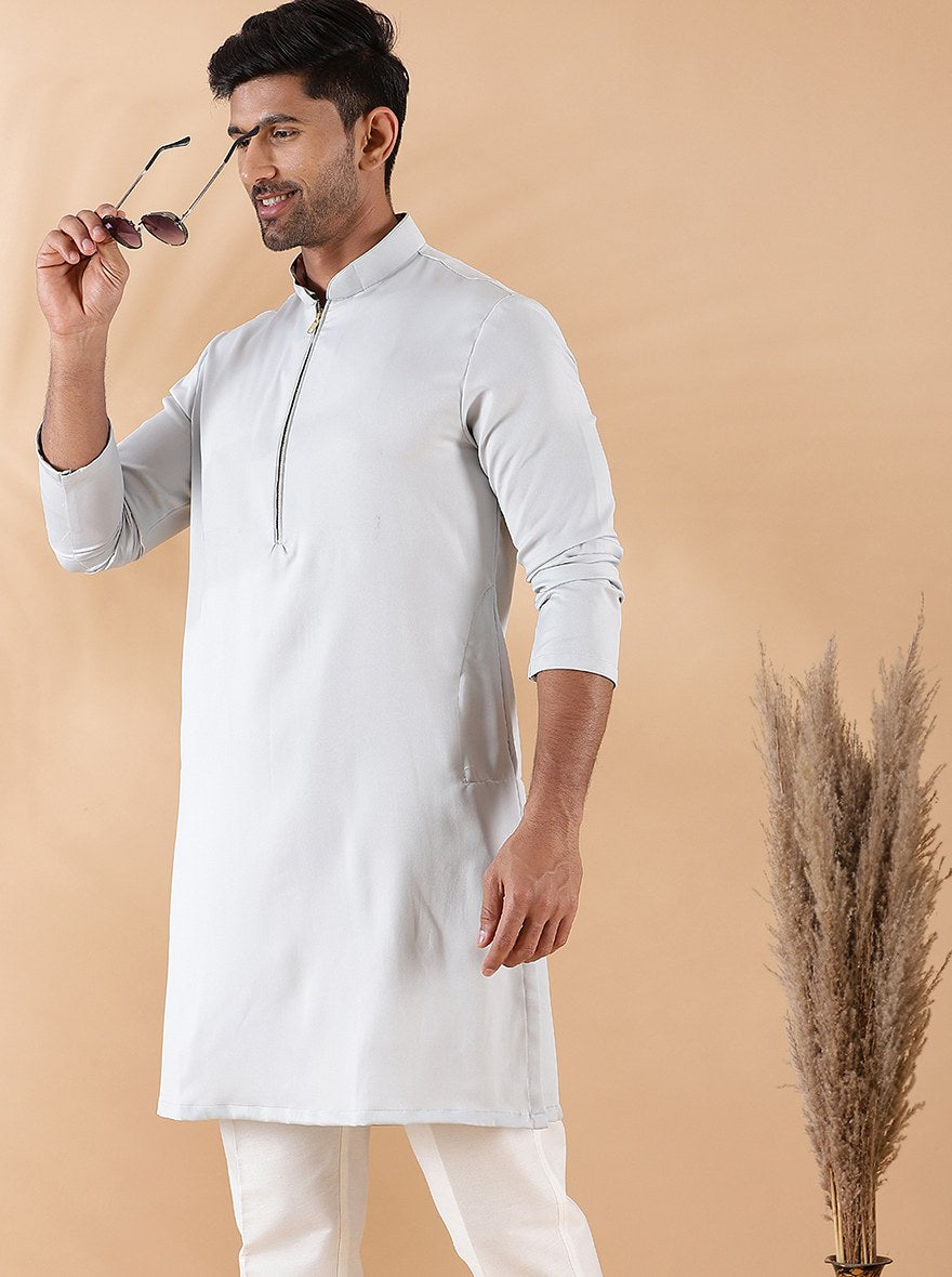 Slate Grey Solid Kurta For Men