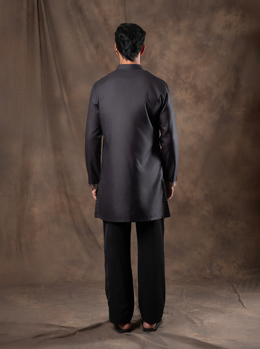 Black Printed Kurta For Men