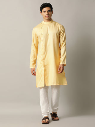 Yellow Self Design Kurta For Men