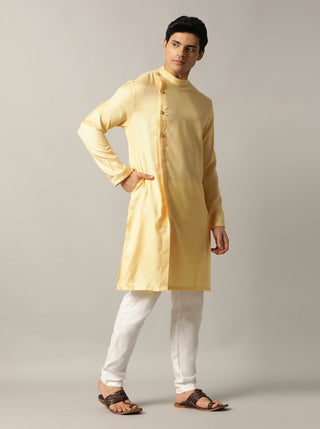 Yellow Self Design Kurta For Men