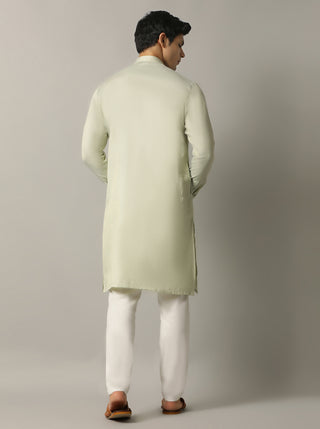 Sky Blue Self Design Kurta For Men