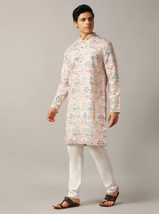 Multi Printed Kurta For Men