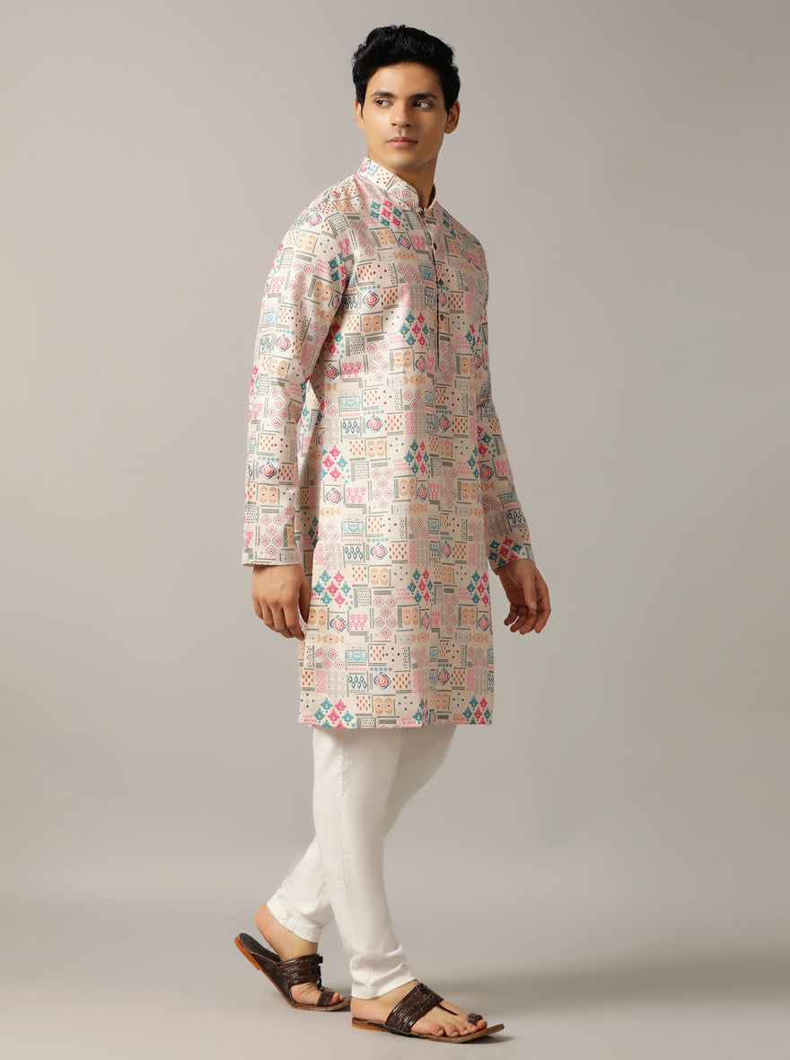 Multi Printed Kurta For Men