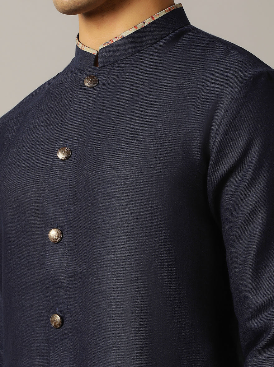 Blue Solid Kurta For Men