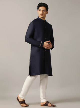 Blue Solid Kurta For Men