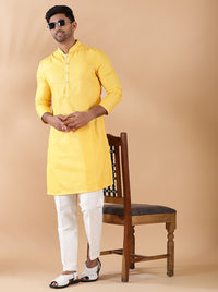 Yellow Solid Kurta For Men