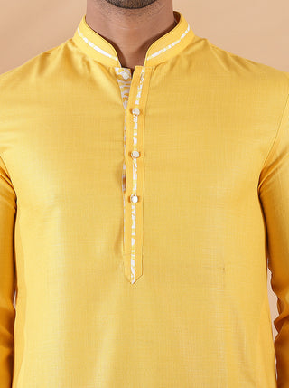 Yellow Solid Kurta For Men