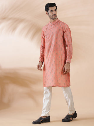 Pink Printed Kurta For Men