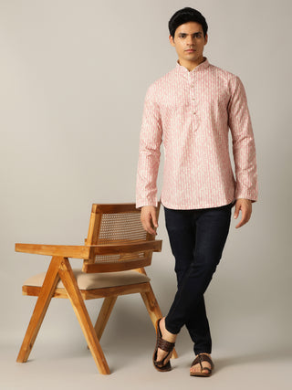 Onion Pink Printed Kurta For Men