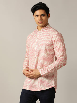 Onion Pink Printed Kurta For Men