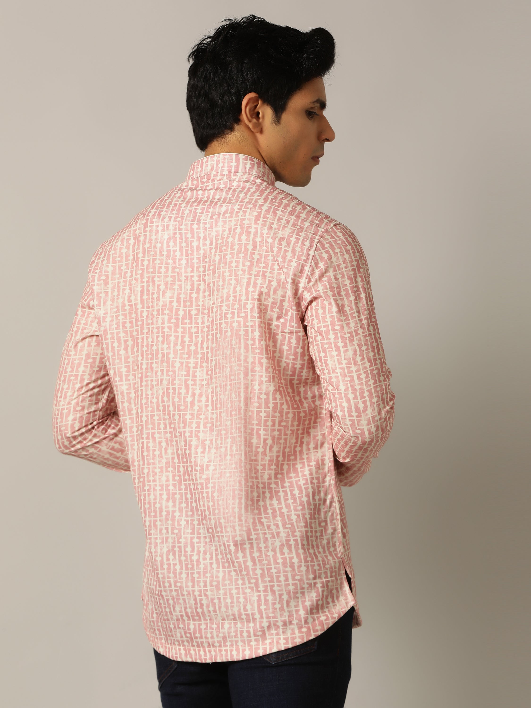 Onion Pink Printed Kurta For Men