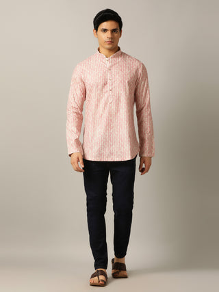 Onion Pink Printed Kurta For Men