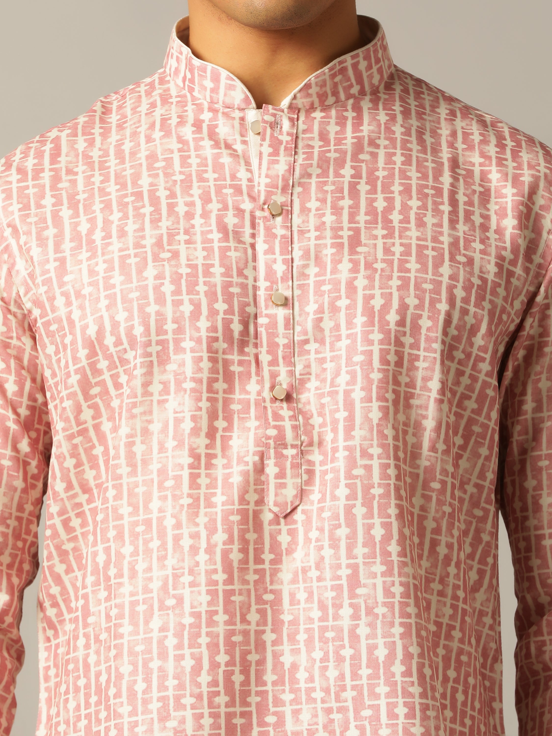 Onion Pink Printed Kurta For Men