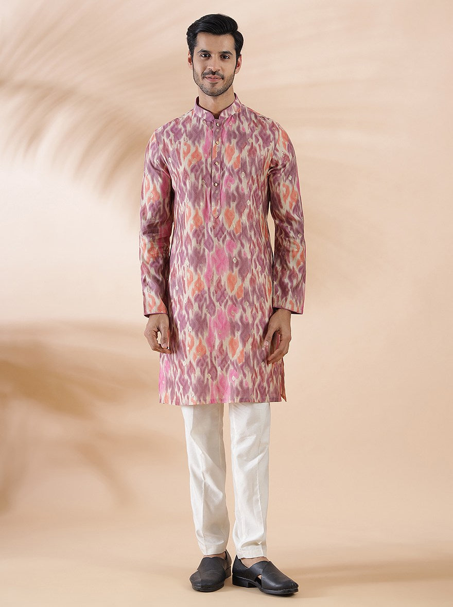 Purple Multi Printed Kurta For Men