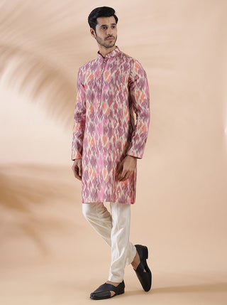 Purple Multi Printed Kurta For Men