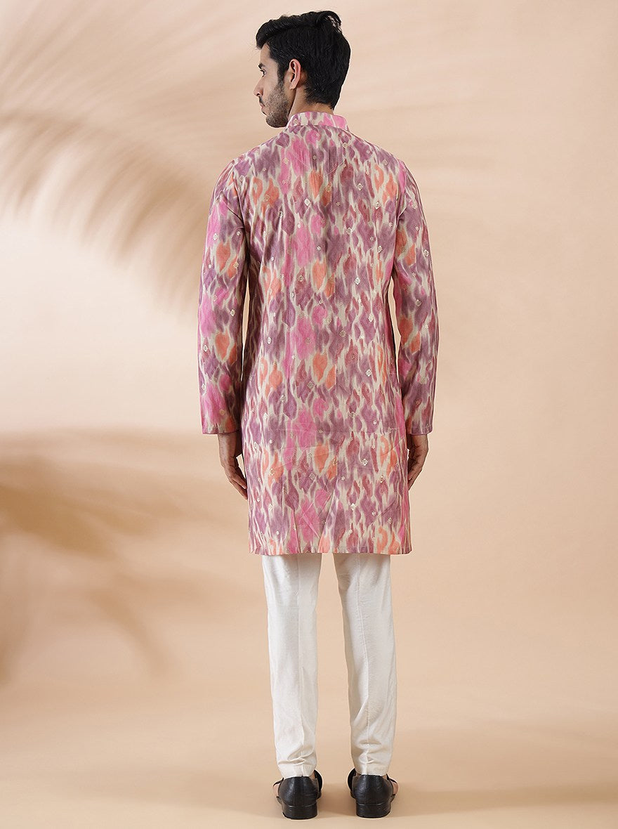 Purple Multi Printed Kurta For Men