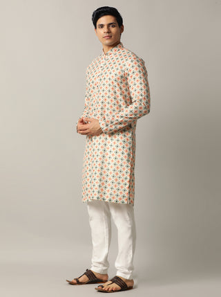 Maroon Printed Kurta For Men