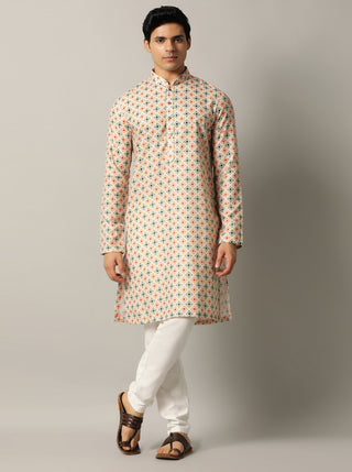 Maroon Printed Kurta For Men