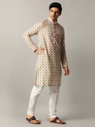 Maroon Printed Kurta For Men