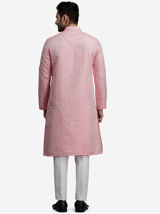 Pink & White Kurta for Men