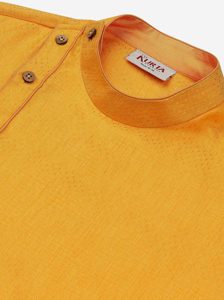Yellow Haldi Silk Self Design Kurta for Men
